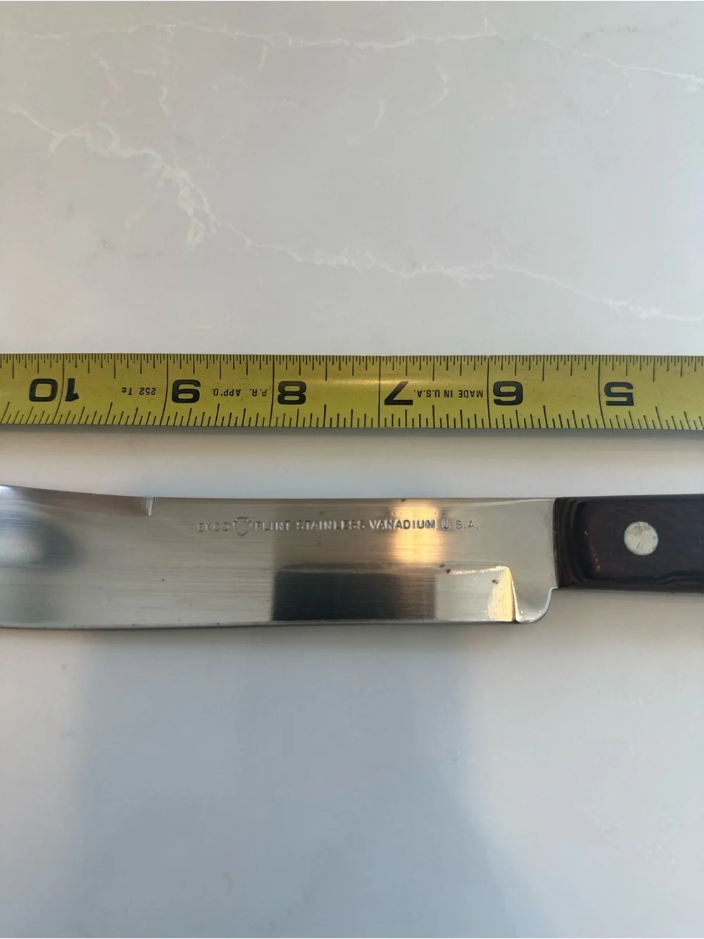 EKCO FLINT Butchering Knife Stainless Steel Straight Edge 7 in Blade Wood Handle